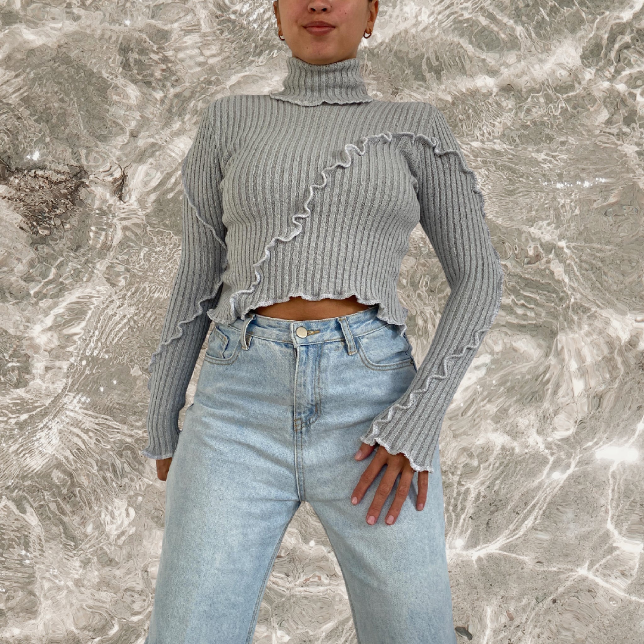 Reworked stretchy knit turtleneck (XS/S)