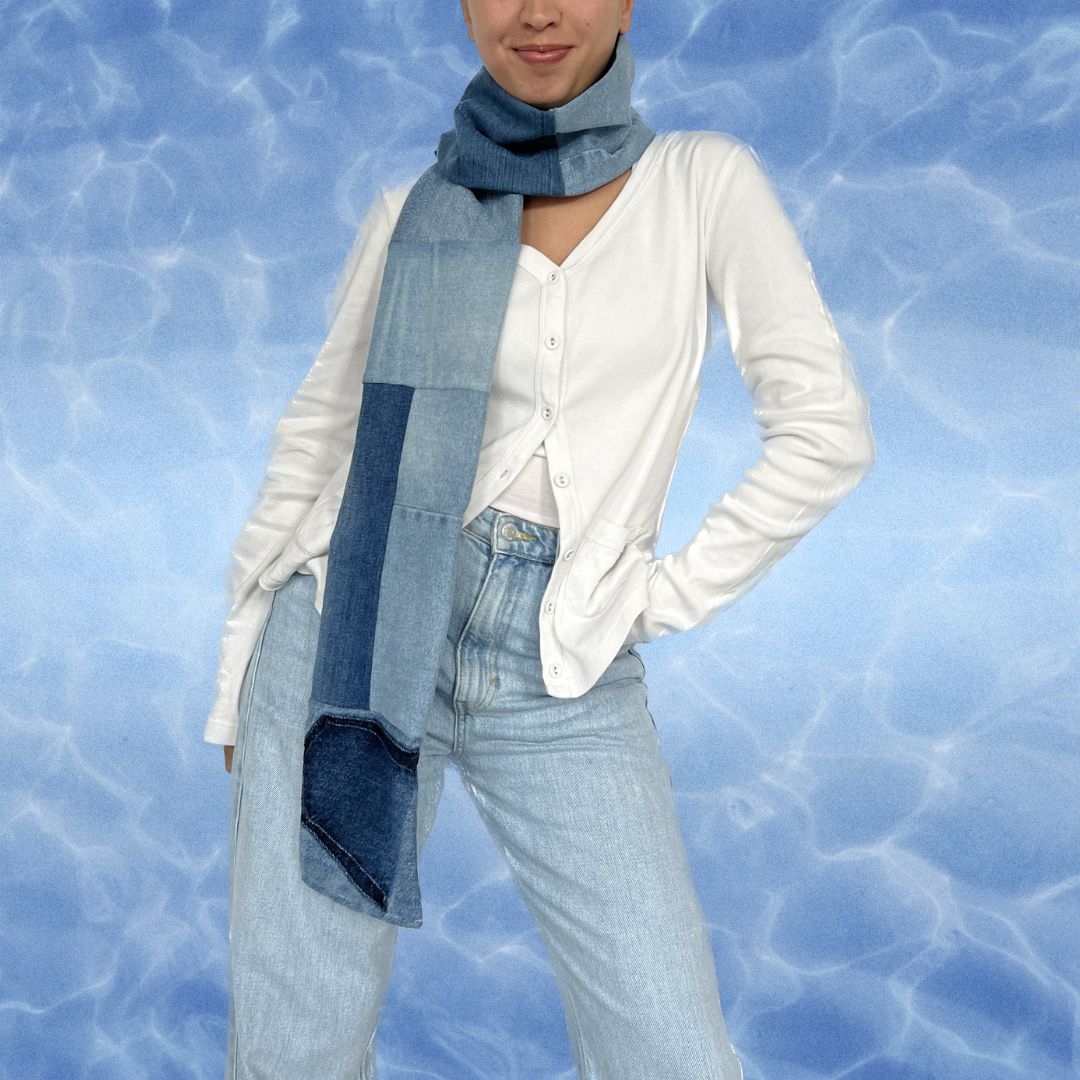 Patchwork jean scarf