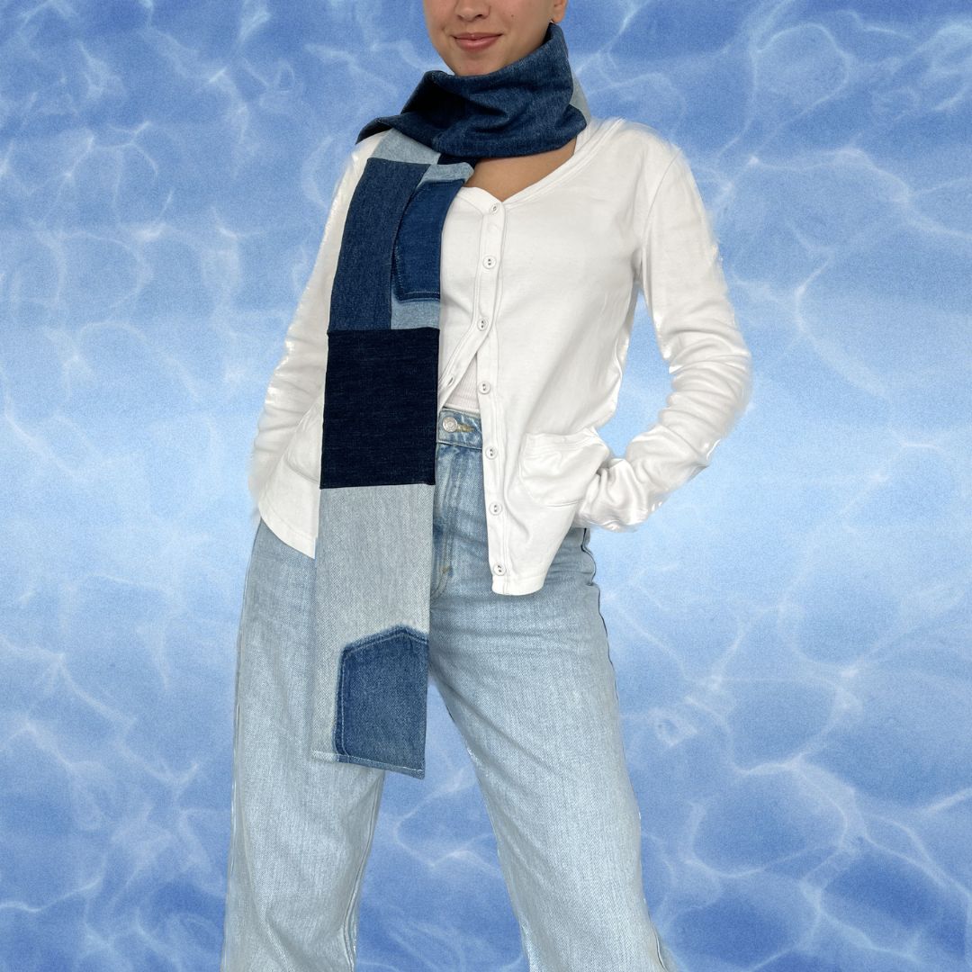 Patchwork jean scarf